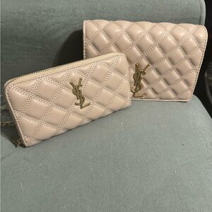 Luxury Cream Quilted Wallet and Crossbody Bag